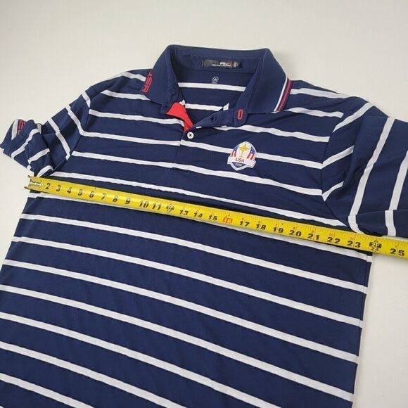 Ralph Lauren RLX USA Sz Large Blue Red Striped Performance Golf Polo Shirt Mens - Picture 8 of 9